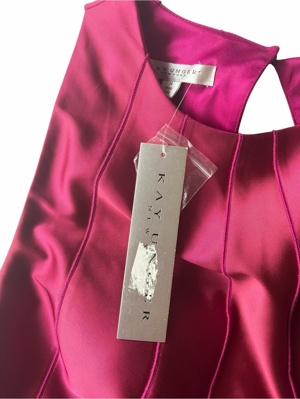 NWT- Kay Unger Magenta Mermaid Formal Gown Size-14 - Picture 6 of 10